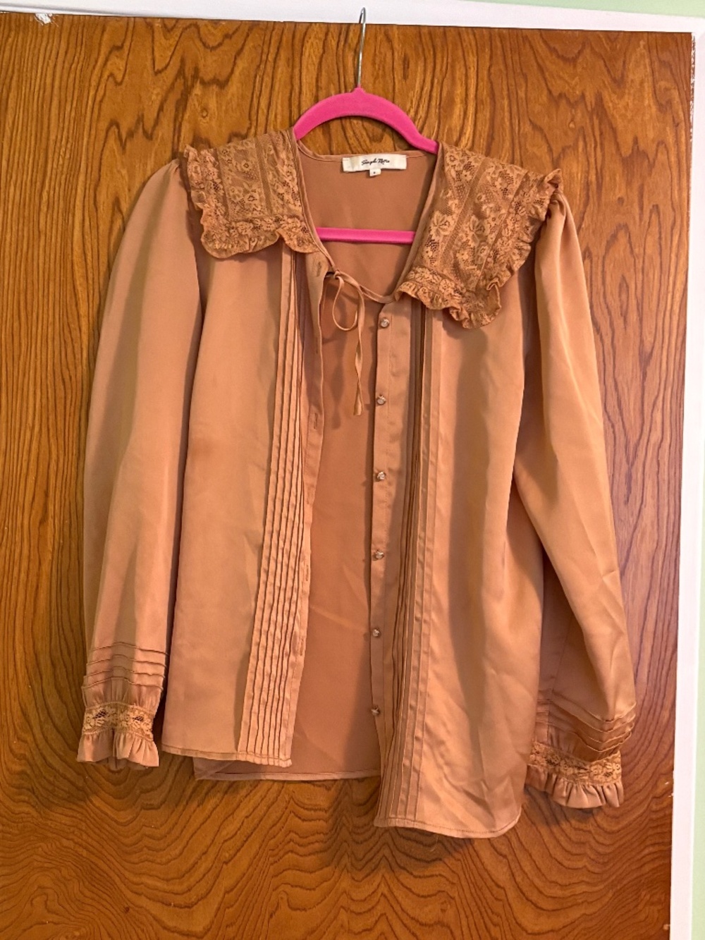 Simple Retro blouse in gorgeous camel color, size S